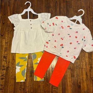 3T Girls Outfit Bundle - Tops & Leggings (Yellow: NWT, Orange: Never Worn)